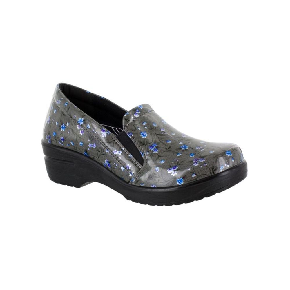 EASY WORKS BY EASY STREET Womens Gray Orthotic InLeeza Slip On Clogs 8 M